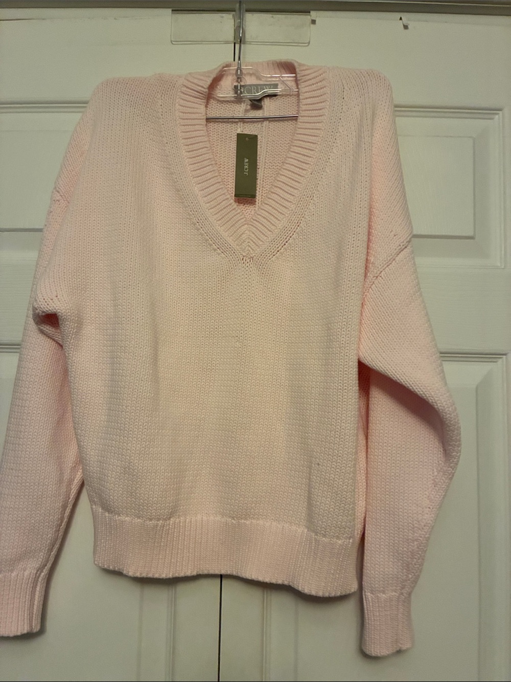 J.Crew NWT Cotton-Blend V-Neck Pullover Sweater Light Pink Small CR357